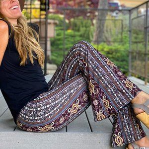 70's Style Paisley Knit Bell Bottom Pants